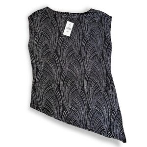 New Assymetrical Silver Metallic Sleeveless Blouse Size M